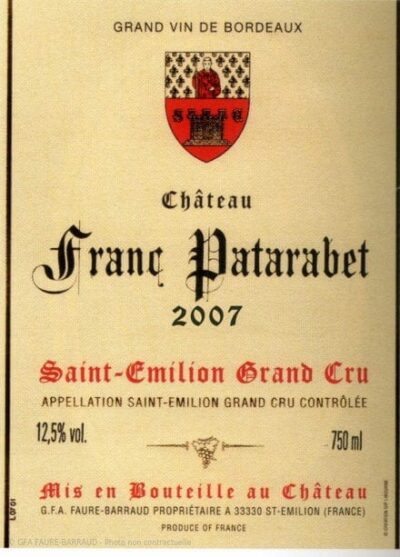 Château Franc Patarabet - Millésime 2007