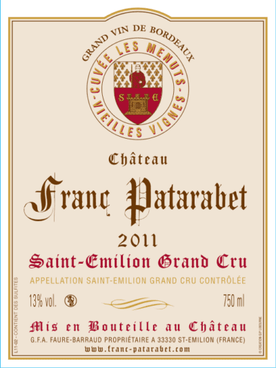 Château Franc Patarabet - Cuvée Vieilles Vignes Saint-Émilion Grand Cru Millésime 2011