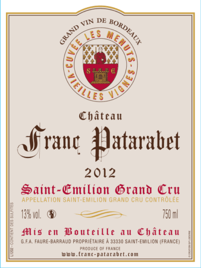 Château Franc Patarabet - Cuvée Vieilles Vignes Saint-Émilion Grand Cru Millésime 2012