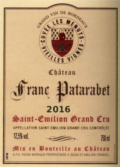 Château Franc Patarabet - Cuvée Vieilles Vignes Saint-Émilion Grand Cru - 2016
