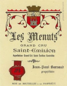 Étiquette du château Franc Patarabet vers 1930 pour la cuvée les Menuts