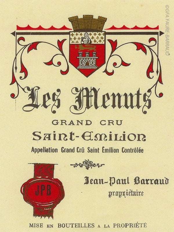 Étiquette du château Franc Patarabet vers 1930 pour la cuvée les Menuts
