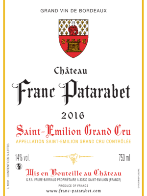 Château Franc Patarabet Saint-Émilion Grand Cru Millésime 2016