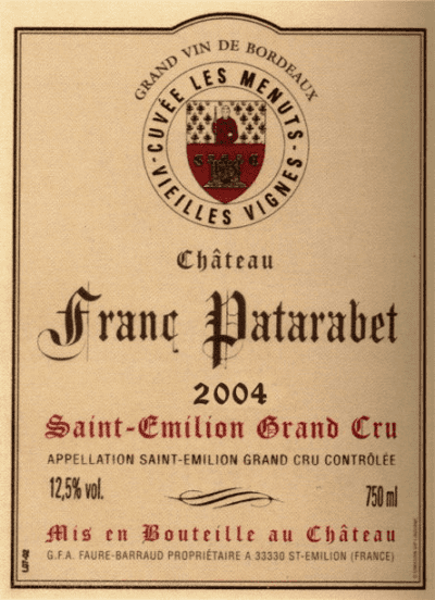 Château Franc Patarabet - Cuvée Vieilles Vignes - Saint-Émilion Grand Cru - Millésime 2004