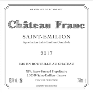 Etiquette Chateau Franc 2017 - Saint-Emilion